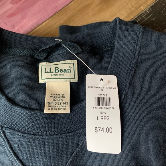 NWT L.L. Bean Men's Large Katahdin Iron Works Sweatshirt Crewneck Navy - Picture 3 of 3